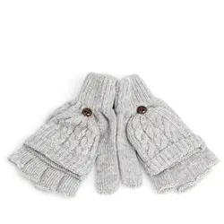 Для женщин шерстяные однотонные зимние мягкие перчатки-метенки без пальцев Трикотажные руки теплые перчатки Прямая поставка