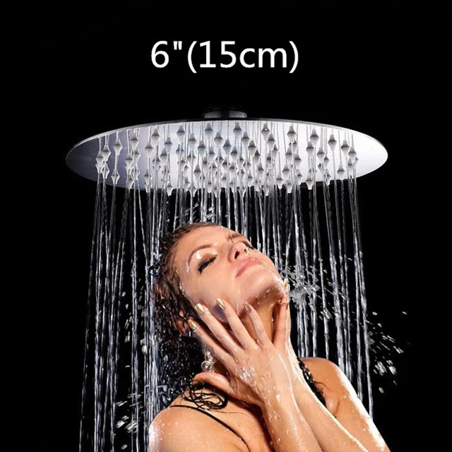 Stainless Steel 6 Inch Shower Head Wall Mounted Round Ultrathin Chrome