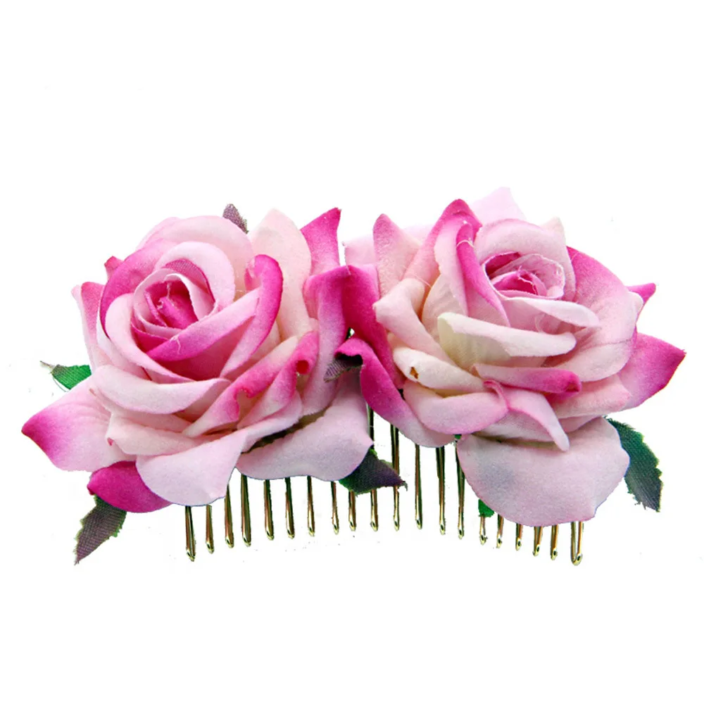 Haimeikang популярная шпилька заколки для волос невесты клипсы двойной цветок розы расчески для волос подружки невесты ткань цветочные ювелирные изделия аксессуары