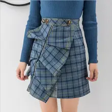 Юбка женская новая необычная Ретро клетчатая модная темпераментная тонкая юбка