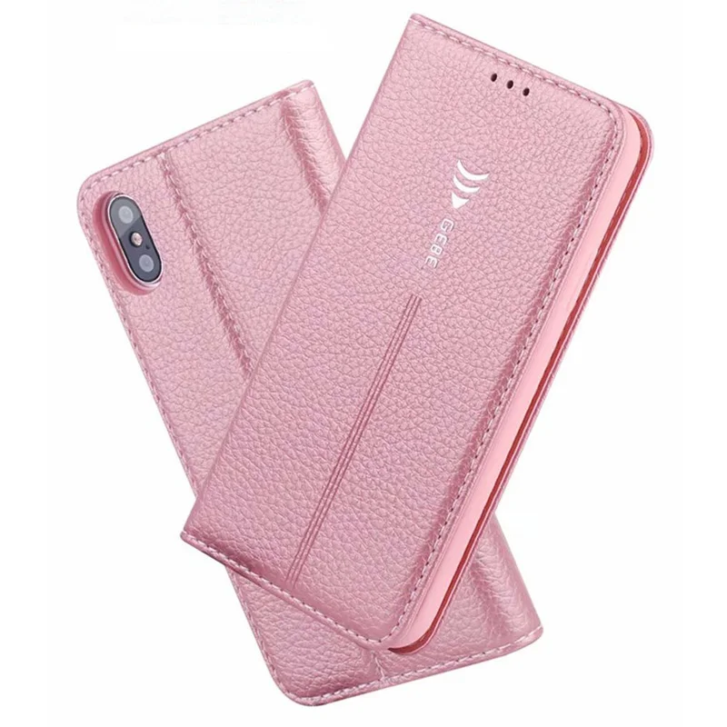 

Luxury Original Brand GEBEI Wallet Leather Case adsorbable Flip Cover For iPhone XR XS Max X With Card Pocket
