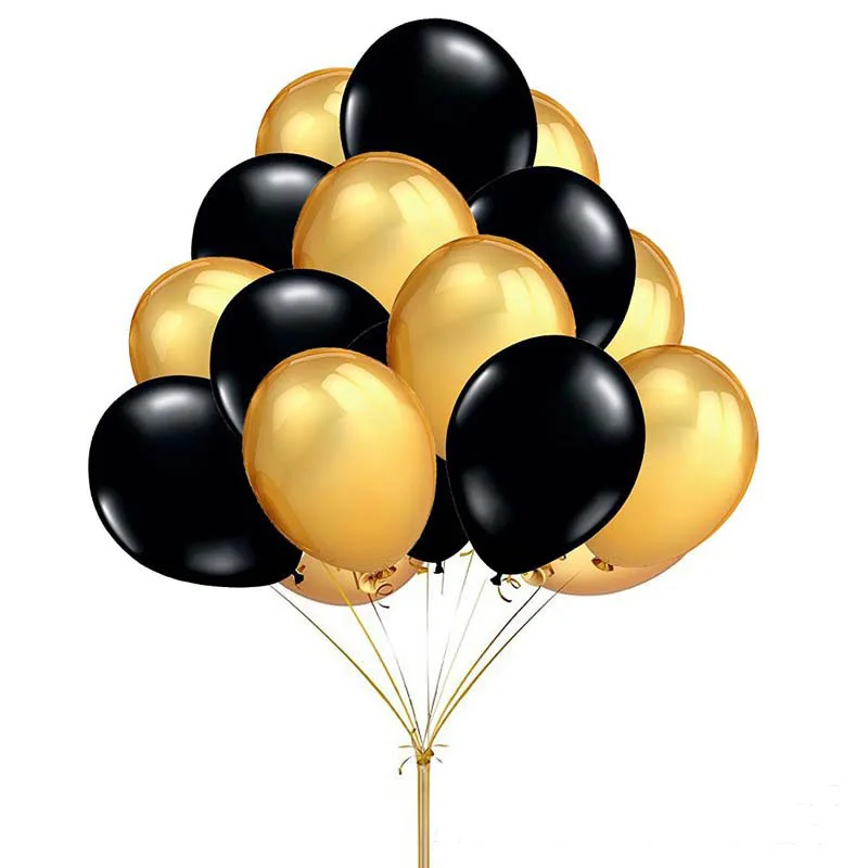 

12Pcs 12inch Birthday Balloons Pearl Gold Silver Black Birthday Balloon Set Latex Balloons For Wedding Party Decorative Supplies