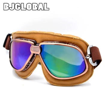 

2019 New WWII Vintage Style Motorcycle Goggles Pilot Motocross Cycling Glasses Black PU Leather Retro Jet Ski Helmet Eyewear
