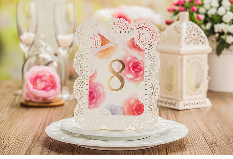 Кружево цветочный дизайн свадебного стола P карты с таблицей номера|card table chair