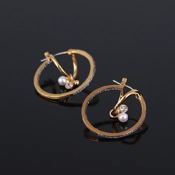 

U.S. Personality Stereo Circle Gold Mosaic Zircon Pearl Creative Earrings
