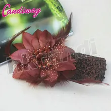 2017 Marrom Cocar Faixa de Cabelo Novos Acessórios Para o Cabelo Flor Cabeça Headwear Meninas De Dança Hot Moda Faixas Elásticas Do Cabelo Laços de Fita