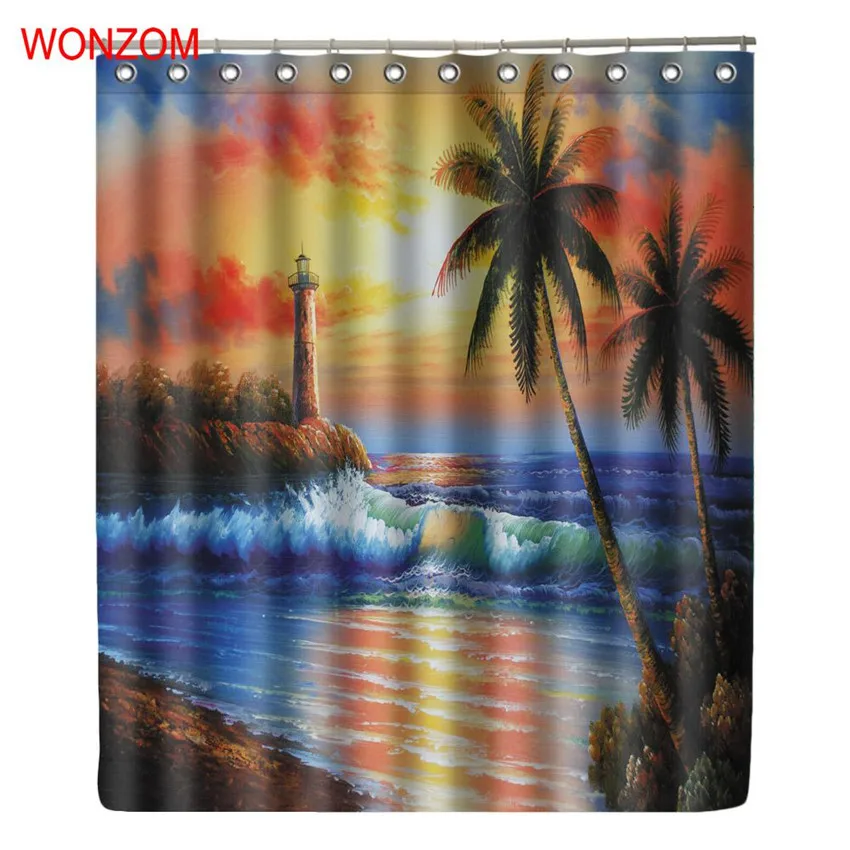 

WONZOM Night Is Coming Shower Curtain with 12 Hooks For Bathroom Decor Modern Bath Waterproof Curtain Bathroom Accessories