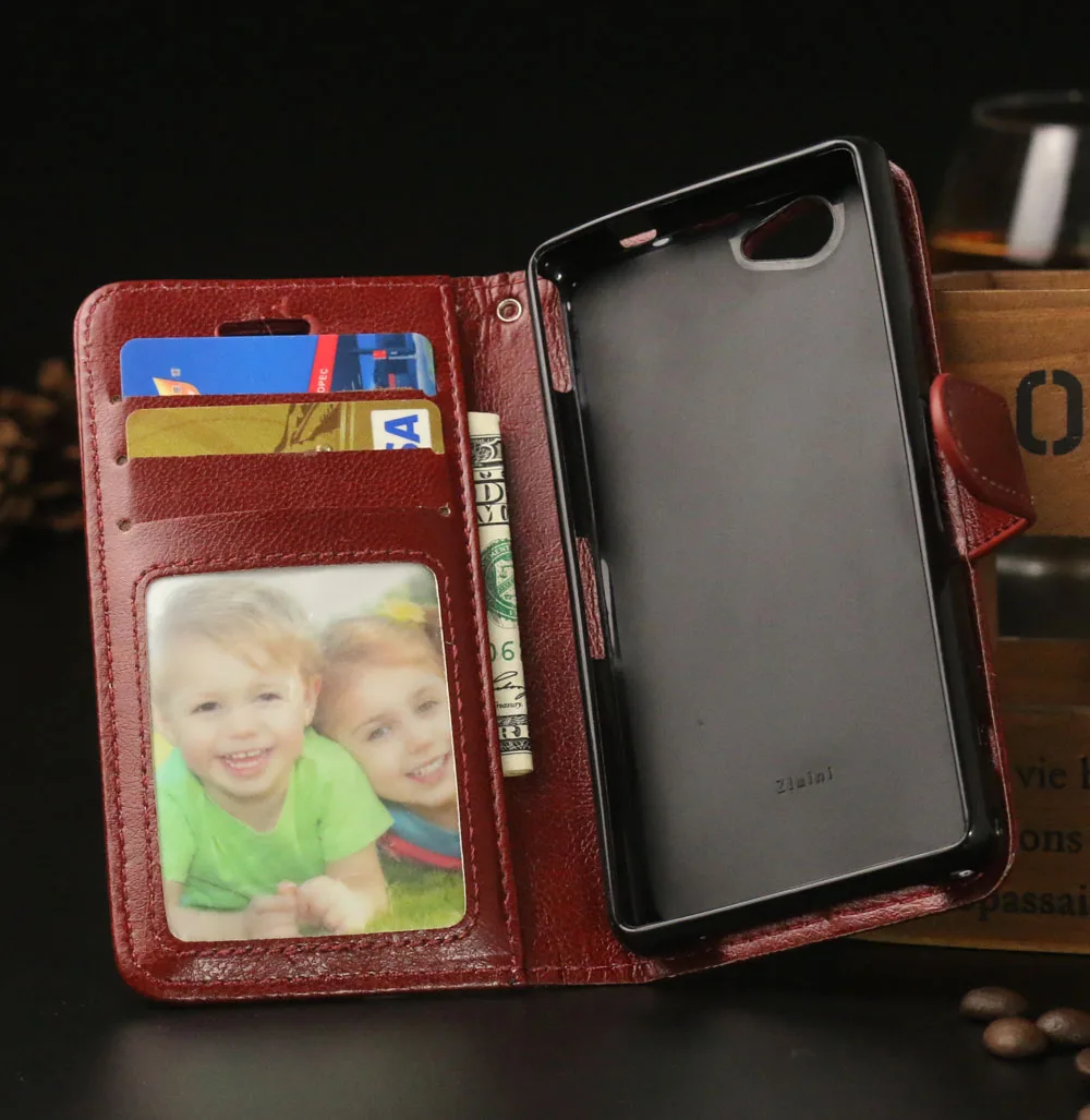 

Wallet Leather Case Flip Cover For Sony Xperia Z1 Compact D5503 Phone Bags with Card Holder Cover for sony z1 mini Silicon Cases