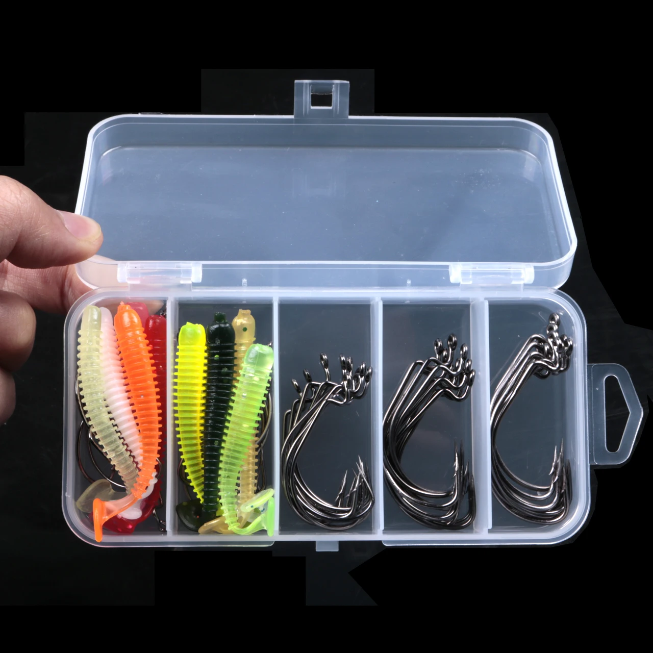 60pcs/lot sea Fishing hook with soft lures 2#1#1/0#2/0#3/0# carp snap  fishing big hooks tackles accessories fish hook with box