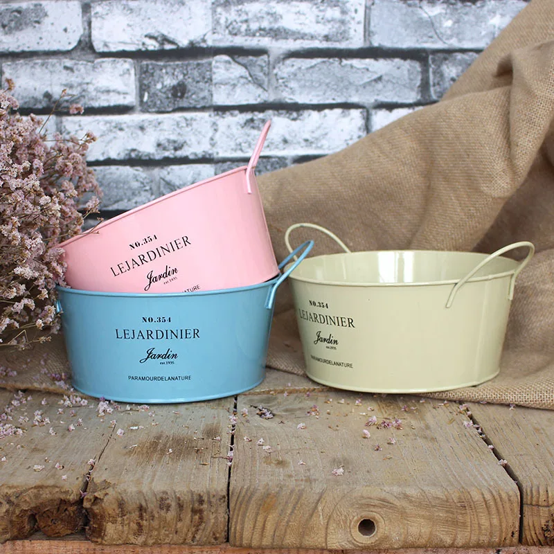 

Personality Design A Variety of Scenes for Wrought Iron Flower Bucket Restaurant Desktop Trash Storage Simulation Meat Pot