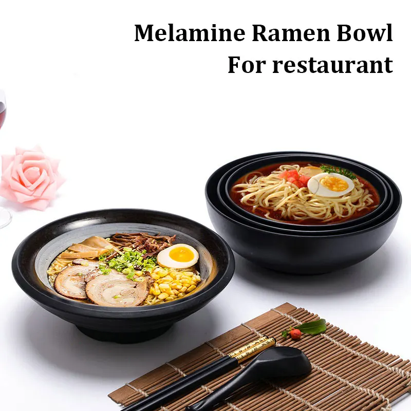 

Round Shape Large Melamine Vegetables Salad Bowl Japanese-style Ramen Soup Bowl Beef Noodle Bowl Food Container For Restaurants
