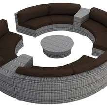 Гостиная 7 шт. открытый Ротанг Патио Круглый секционный набор