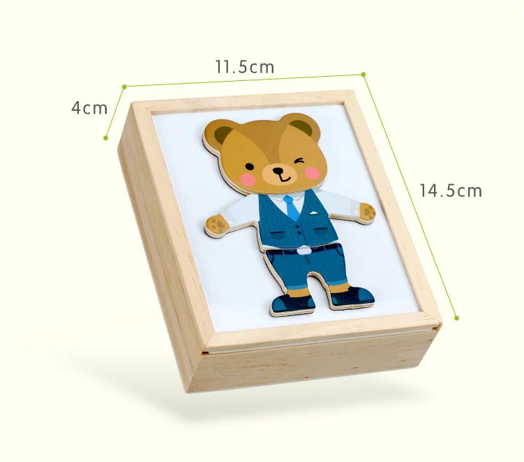 Magnetic Cartoon Bear Change Clothes Children Wooden Toy Puzzles Kids Educational Dress Changing Jigsaw Puzzle Toys For Children