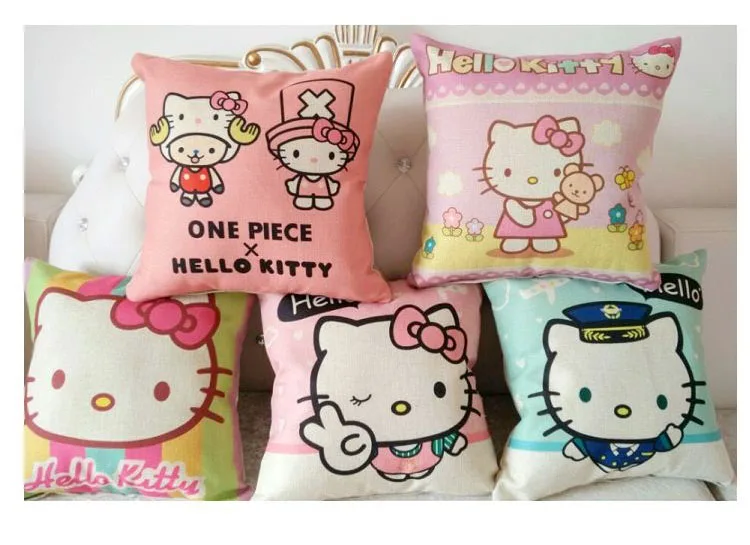 Новая красивая льняная Подушка с рисунком «hello kitty Kitty», подушка для дивана, Офисная подушка для талии, спинка кровати