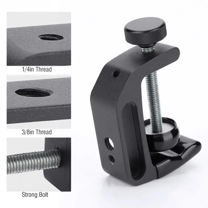 Multi function C Type Clamp Clip Mount Holder Bracket with 1/4inch 3/8'' thread for Camera Light