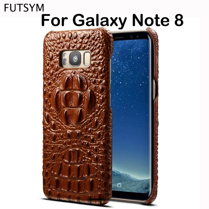 Genuine Real Leather Luxury Retro Crocodile Pattern 3D Hard Back Cover for Samsung Galaxy Note 8 Case Protect for Samsung Note 8