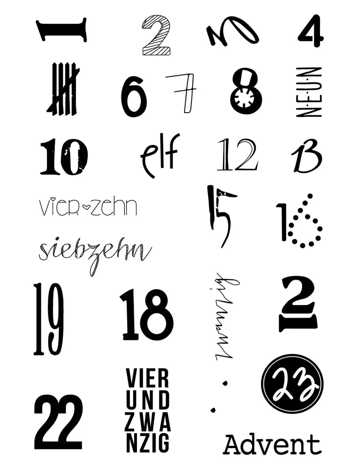 

CLEAR STAMP German NUMBER DIY Scrapbook Card album paper craft silicon rubber roller transparent stamps LK14