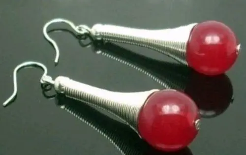 

xiuli 00521 Jewellery Tibet Silver 10MM Jade Fashion Dangle earring AAA