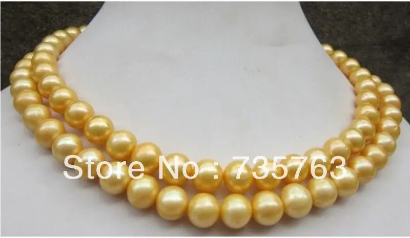 

xiuli 00619 35"Beautiful SOUTH SEA AAA 10-11mm GOLDEN PEARL NECKLACE 14KGP