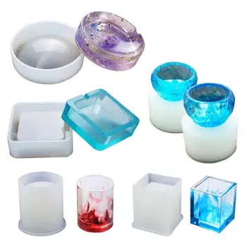 

Resin Silicone Mold Resin Art Molds Include Round,Square,Cylinder,Small Bowls,Silicone Molds For Concrete,Diy Coaster/Flower P