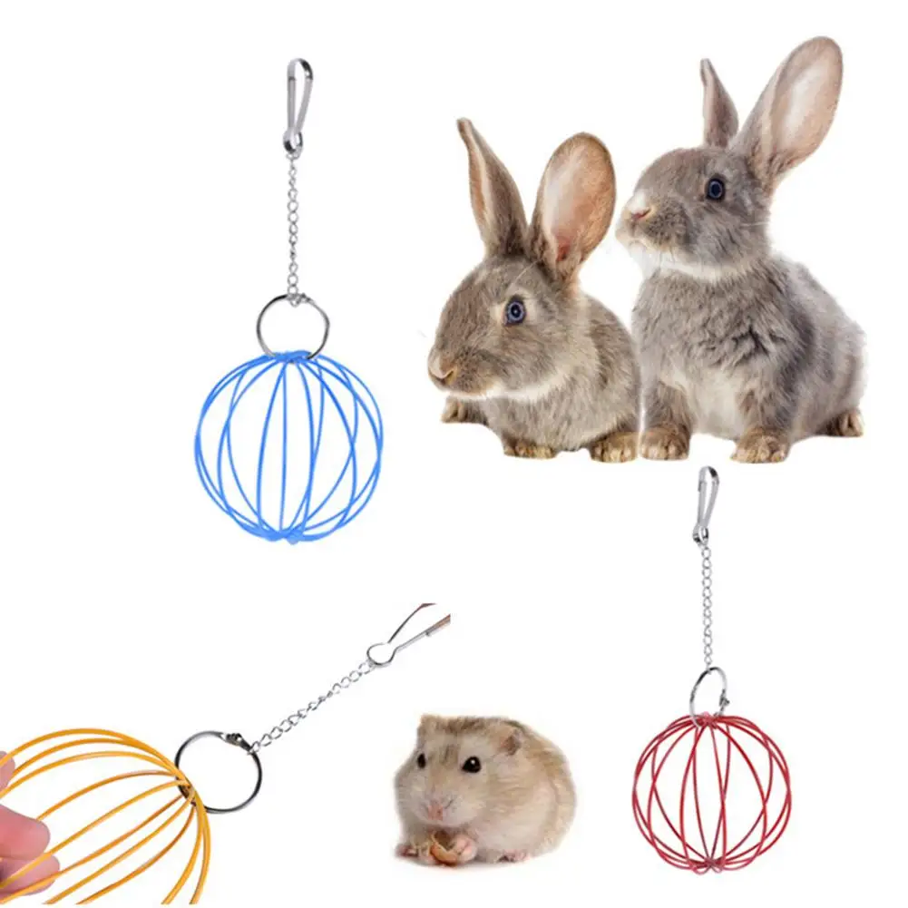 

8.5cm Hanging Wire Ball Hamster Rabbit Guinea Pig Pet Toy Food Feeder Dispenser
