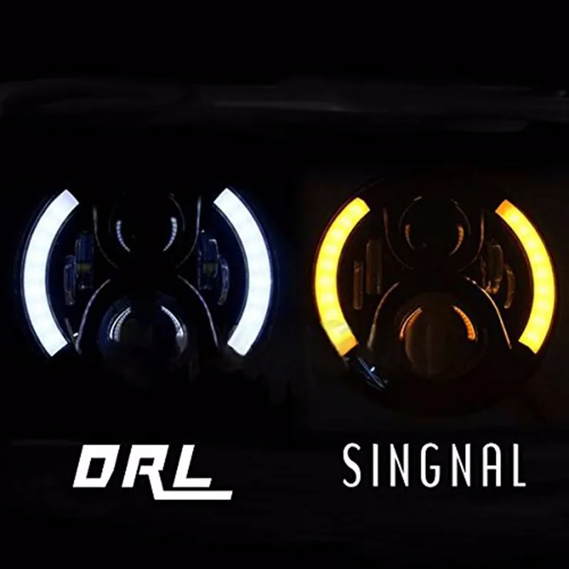 rangler JK Projector Headlight Angel eye 60W Jeep Led Headlight Bulb Functional DRL White Halo + Amber turn singal High Low Beam Fit For JK CJ TJ LJ Hummer H1 H2