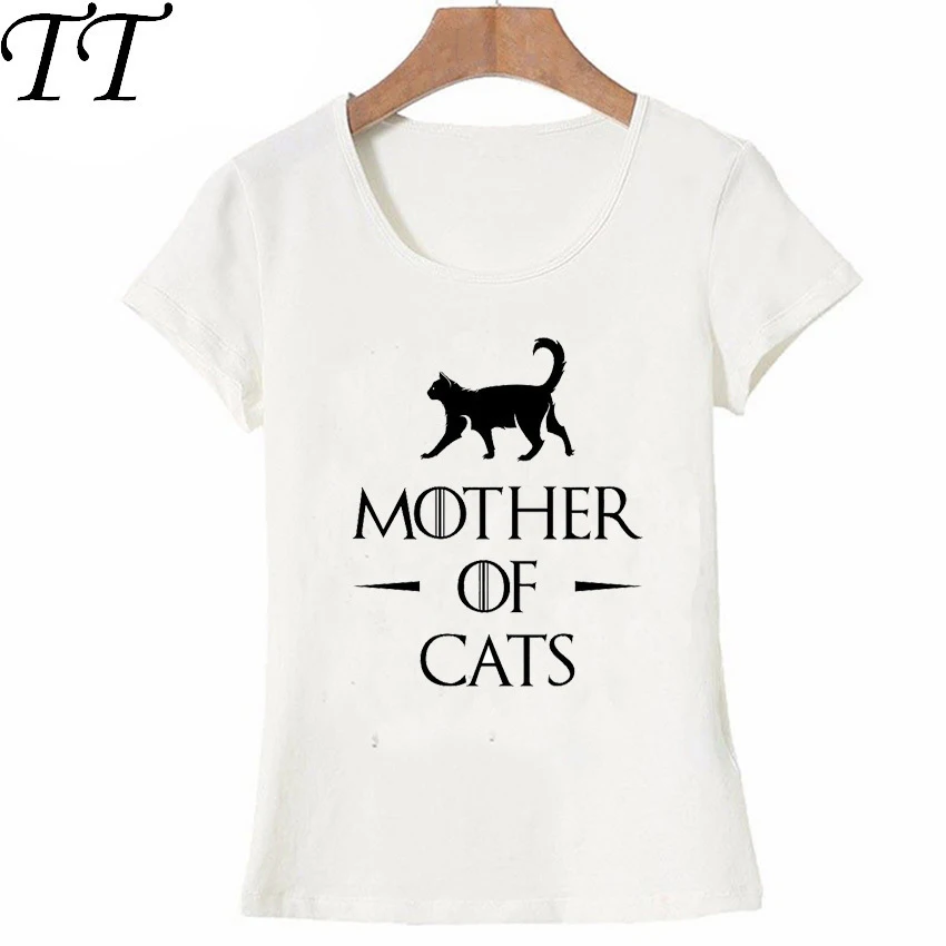 

2018 New Game Of Thrones Women T Shirts Short Sleeve Slim Lady T-Shirt Mother of Cats Pugs Printed Tops Funny Casual Tee