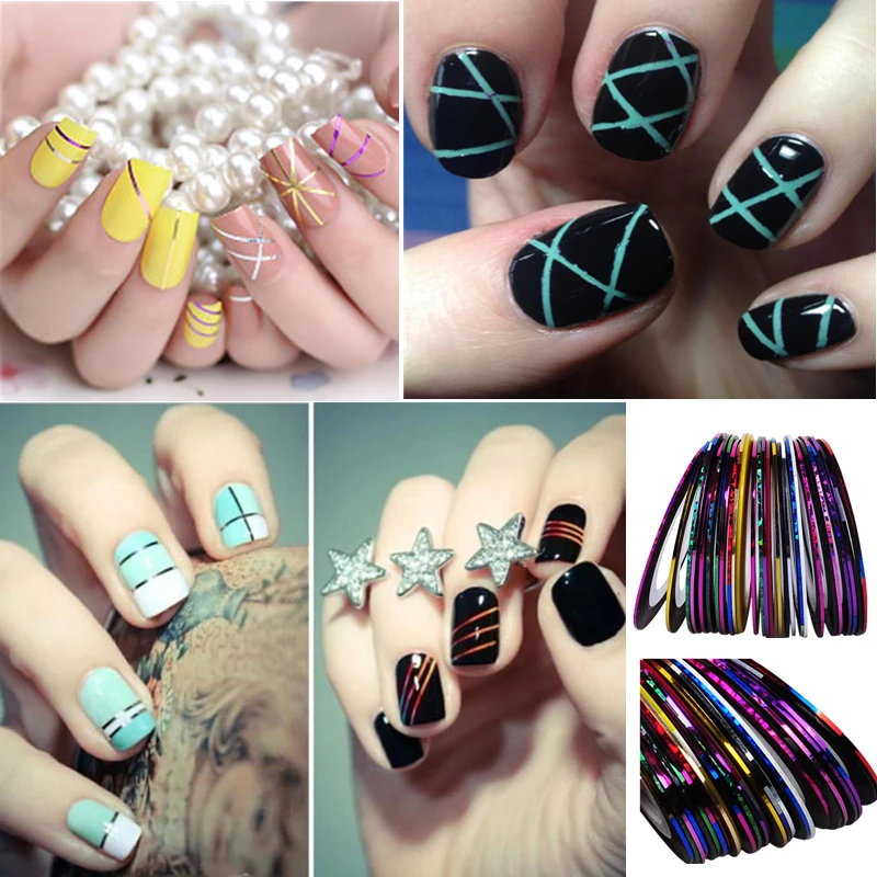 Biutee 30 шт. цветов наклейки для ногтей украшения лента ногтей|rolls striping tape line|striping