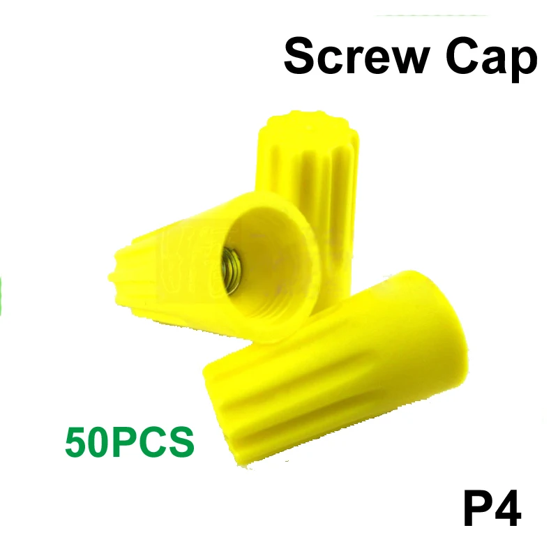 

50pcs/set P4 Yellow Electrical Wire Twist Connectors Assorted Wire Twist Nut Connector Terminals Cap Rotating Kit