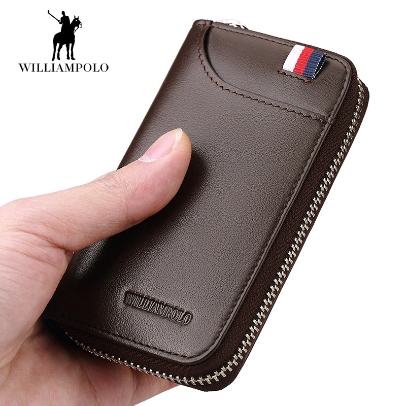 

Car Key Holder Wallet Genuine Leather Wallet for Men women Fashion Striped Zipper Brown Key Wallets Housekeeper Keys Organizer