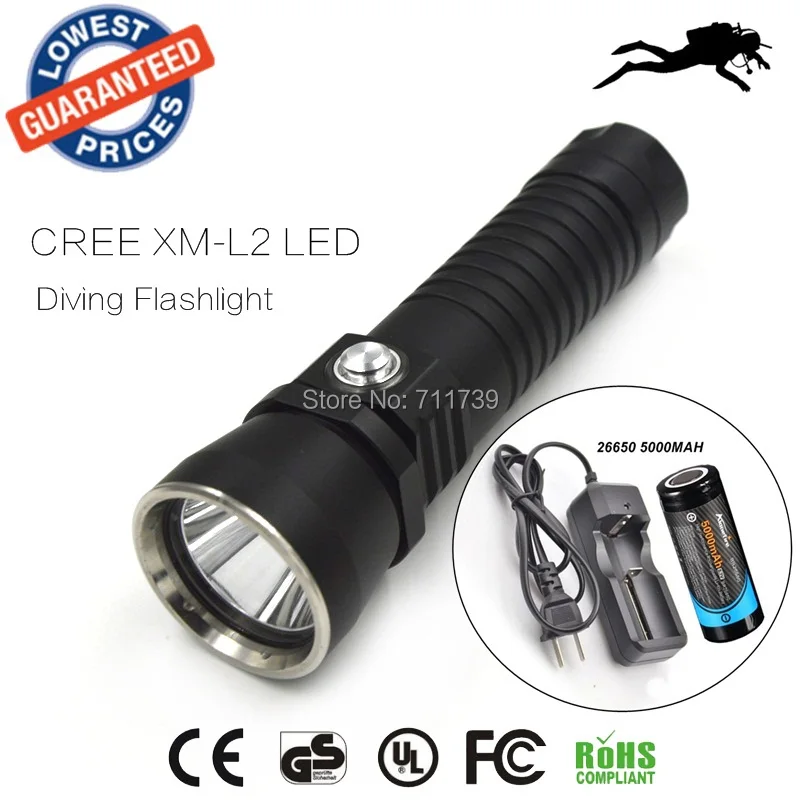 DV14 Diving 2000Lm Underwater Flashlight CREE XM-L XML L2 LED Torch Light Waterproof Brightness Durable+26650 battery+charger DV14 Diving 2000Lm Underwater Flashlight CREE XM-L XML L2 LED Torch Light Waterproof Brightness Durable+26650 battery+charger