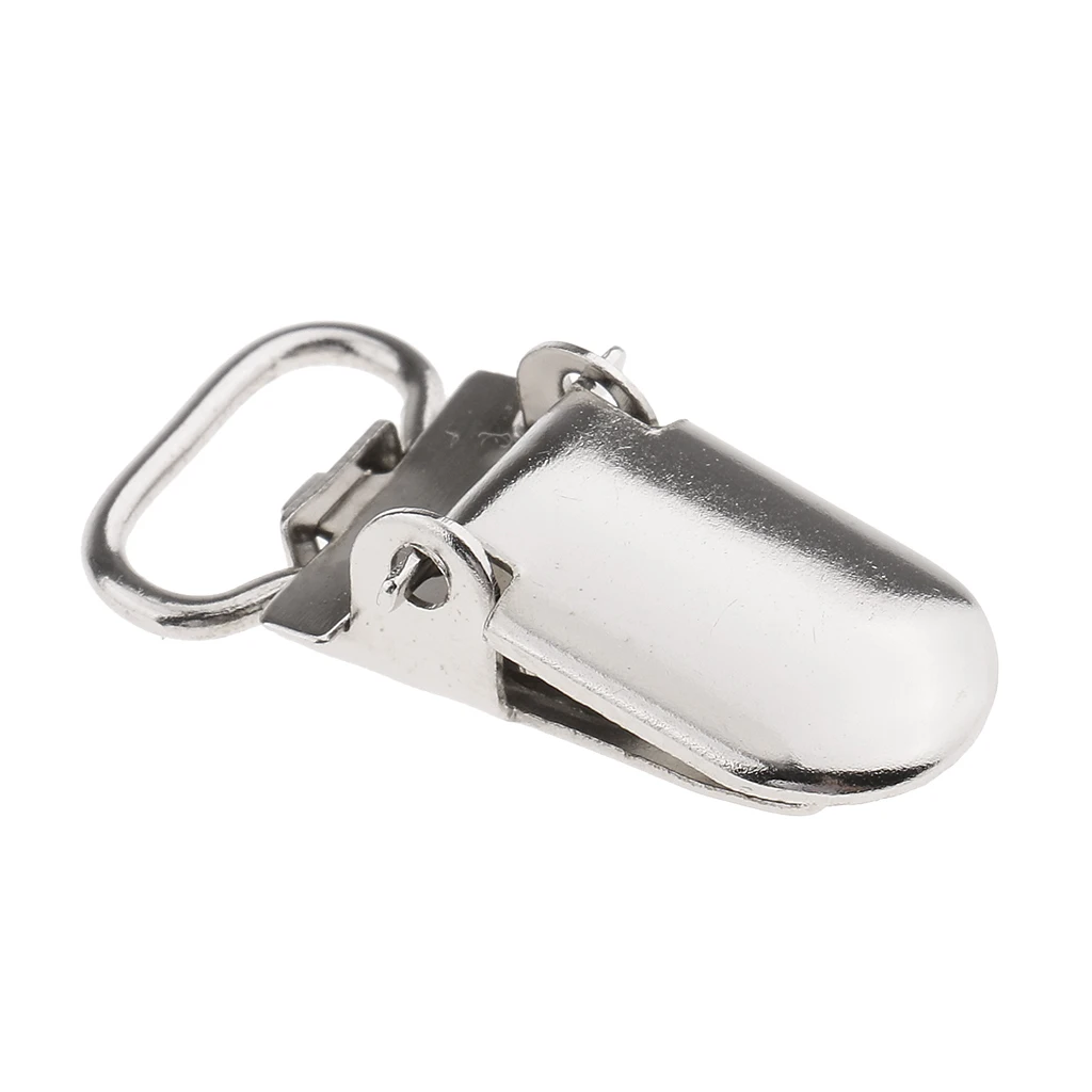 20pcs Metal Baby Pacifier Clips DIY Suspender Silver Tone Closures Clips for Making Pacifier Holders Bib Clips Toy Holder