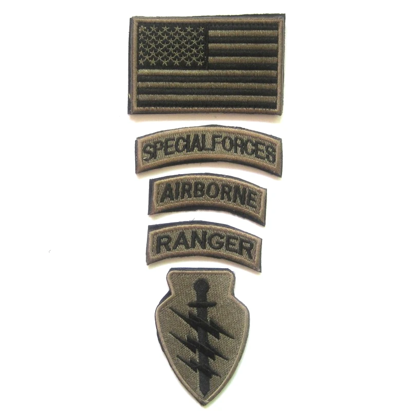 1 Sets SPECIAL FORCES RANGER AIRBORNE Military Tactical Embroidered American Flag Patch Cloth Badge Fabric Sticker For Clothes - Цвет: IALFORCESa