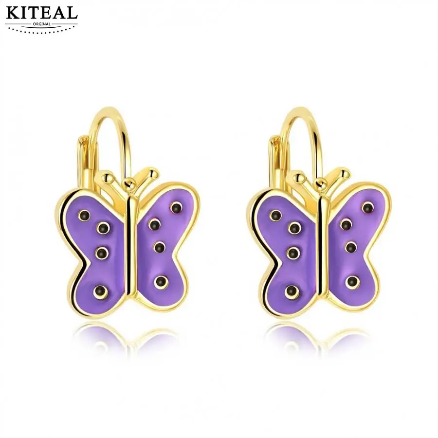 

Kiteal Cute Pink / Purple Enamel Butterfly stud Earrings For Women Child earrings d'oreille Best Friend Jewelry xmas Gift