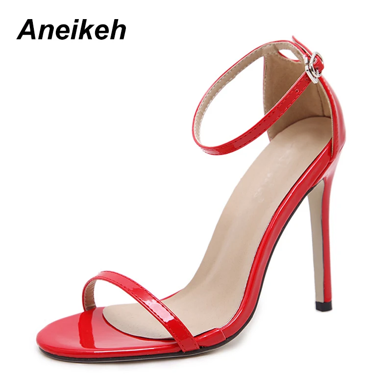 

Aneikeh 2018 Summer Sexy High-heeled Women Sandals Rome Open-toed Female Sandals Thin High Heels Shoes Pumps Party Shoes 40