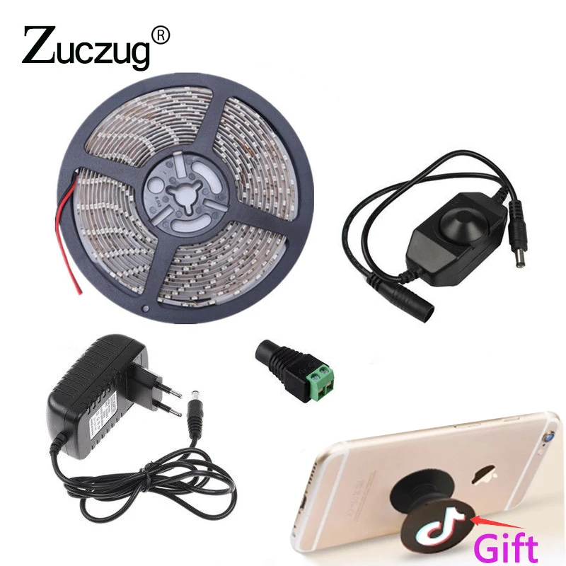 

5M Led Strip Light 2835 waterproof SMD DC 12V 12 V Diode Tape With 12V 2A Power Dimmer Full Set for ceiling Chrismas with gift