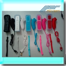 5 цветов Встроенный пульт дистанционного управления MotionPlus и контроллер "нунчаки" с силиконовым чехлом+ ручные ремни для nintendo wii