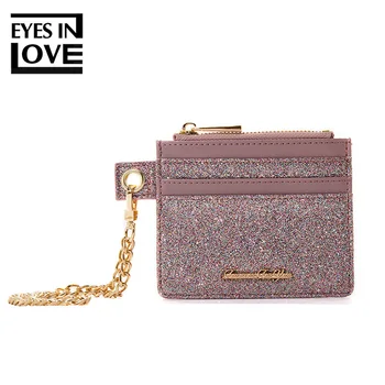 

Luxury Brand Small Wallet Women PU Leather Mini Ladies Purse Chains Credit Card Holder Coin Pocket Female Short Wallets Zipper