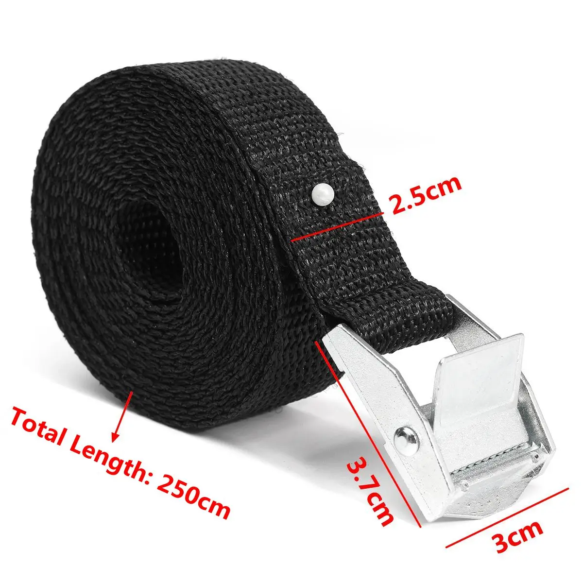 2.5mx25mm 2 Pcs Buckle Tie-Down Belt Car Cargo Strap Strong ratchet Belt Luggage Cargo Lashing Zinc Alloy Zinc Nylon Black Red