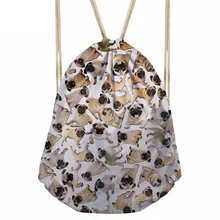 Повседневные Простые сумки на шнурках для мальчиков и девочек, милая сумка на плечо с 3D принтом мопса для подростков