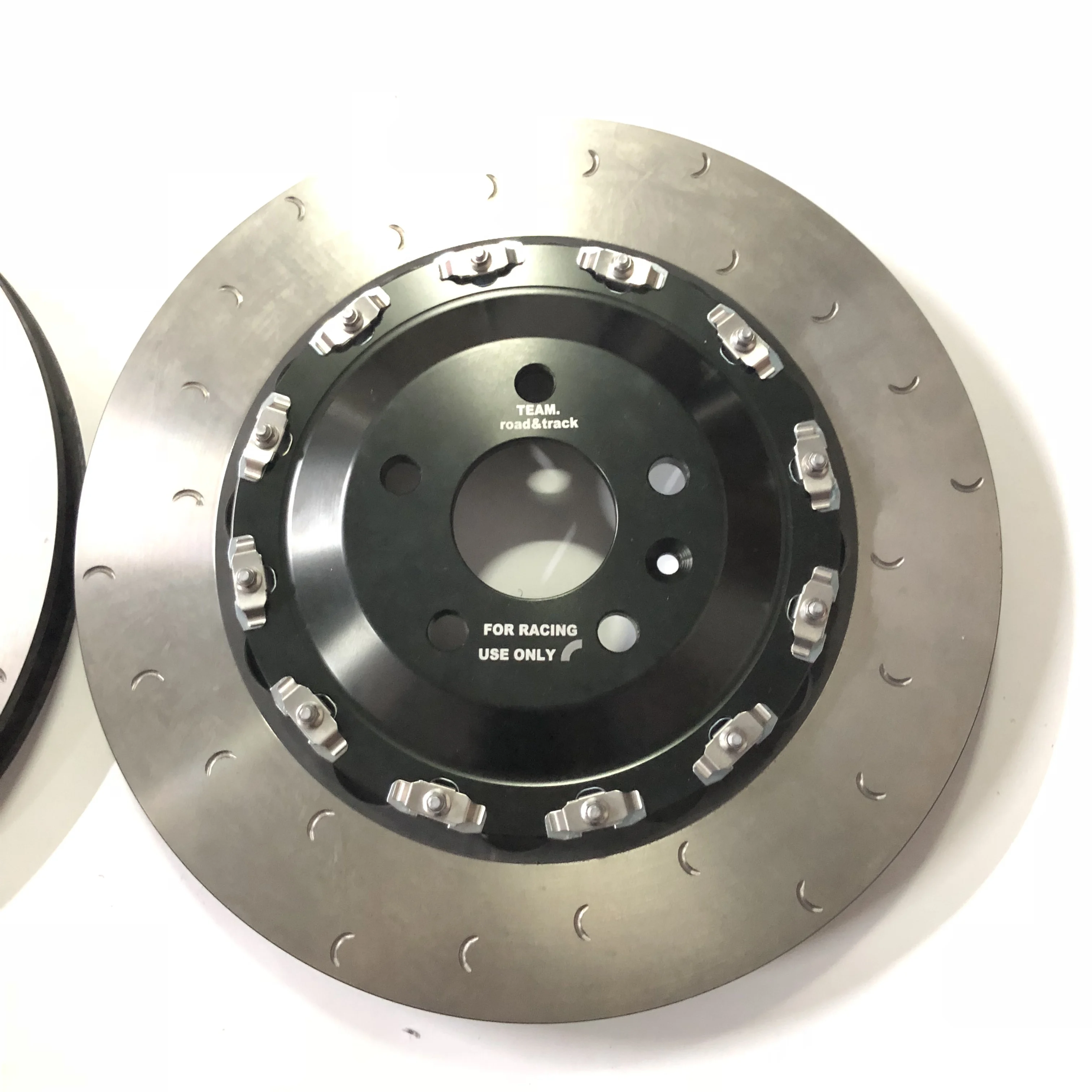 

Jekit 2 x 355*28mm full floating brake discs with crescent curve grooves and black bell