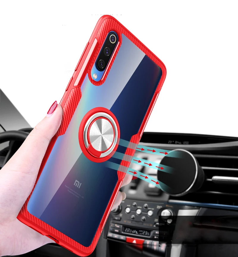 Invisible Bracket for Xiaomi Mi 9 SE 8 Lite Mix 3 Note 5 7 Pro Case Clear Acrylic Cover for Xiaomi Mi9 9SE 8 8Lite Magnet Holder