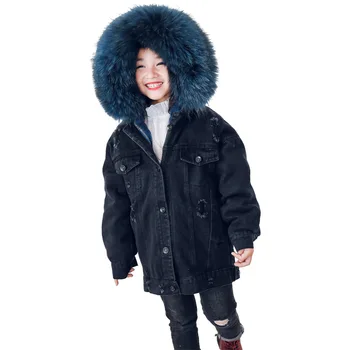 

B-1812 New Fashion Winter Boys and girls Clothing Rex Rabbit fur coats 2018 cotton padded Clothes Winter Real Fur Coat