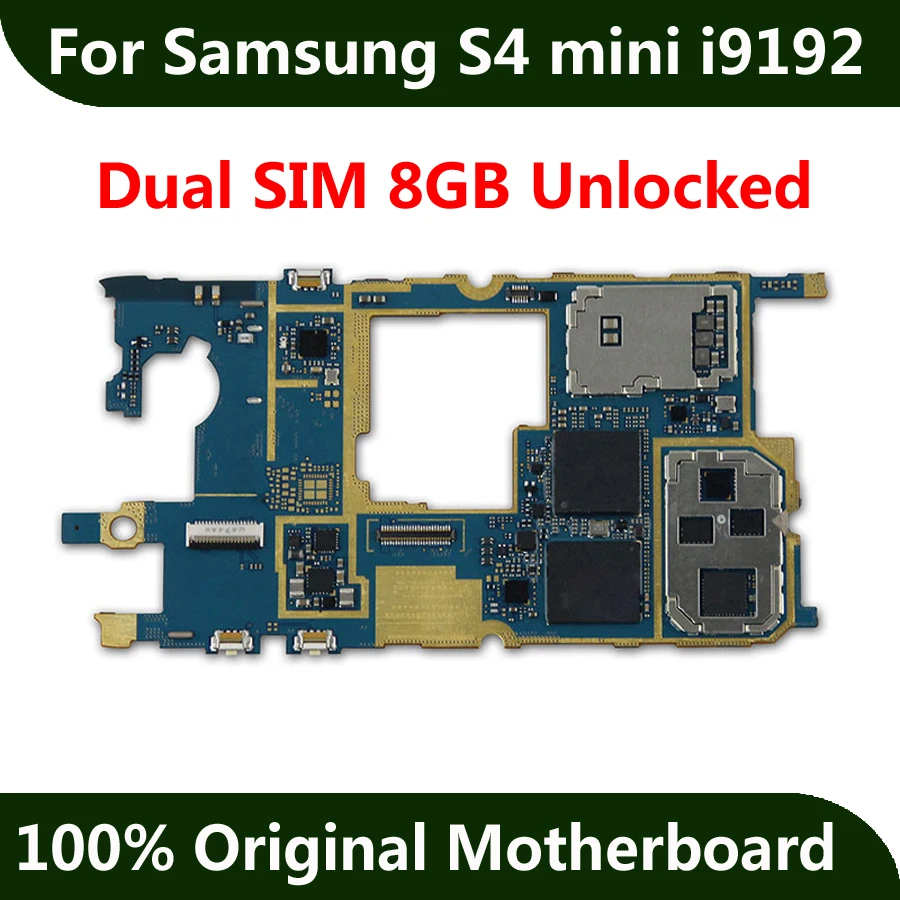 Full Unlocked Mainboard For Original Samsung Galaxy S4 Mini i9192 Dual SIM Motherboard 8GB With Chips Android OS Logic Board | Мобильные