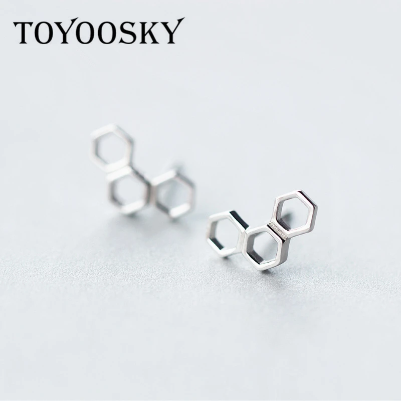 

Newest Design Unique Funky Hexagon Stud Earrings For Girls Kid Lady Women Geometry Simple Cute Minimalist Ear Jewelry