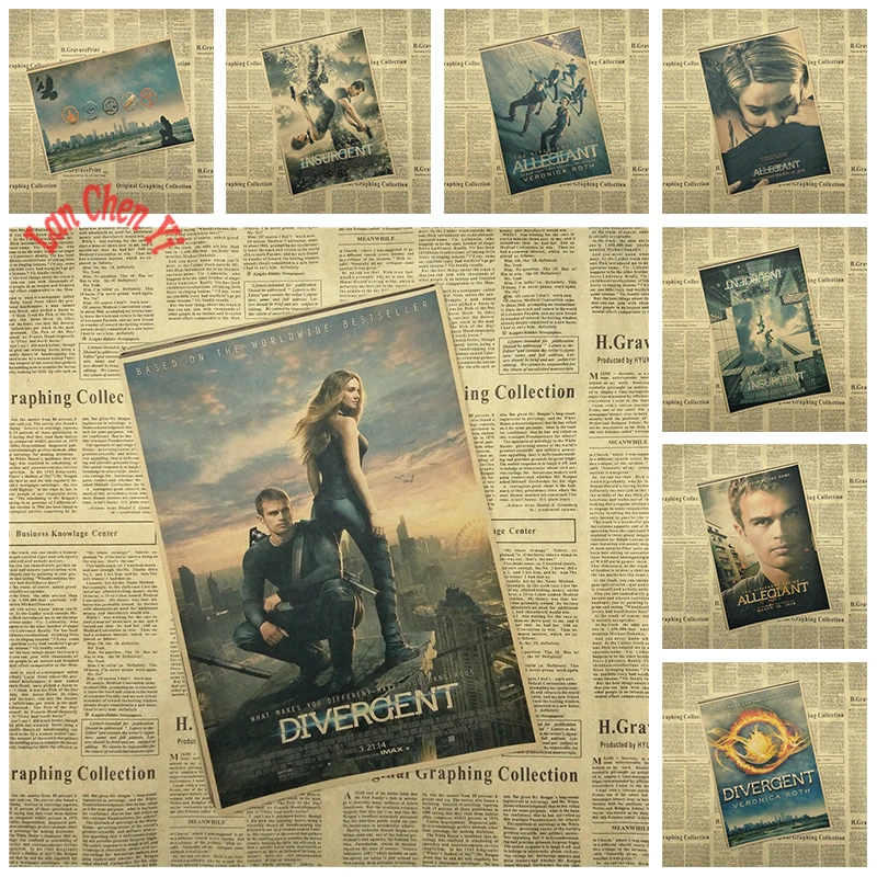 

MTV Award winning film Divergent Kraft Paper Poster Bar Cafe Vintage High quality Printing Drawing core Decorative Painting