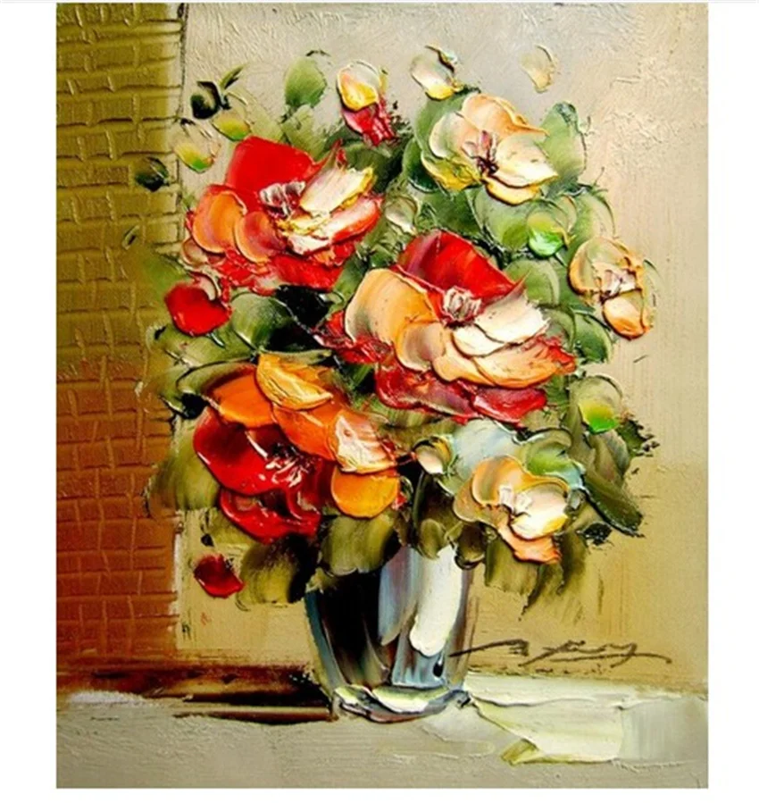 

DIY Digital Painting By Numbers Impression flower oil painting mural Kits Coloring Wall Art Picture Gift frameless