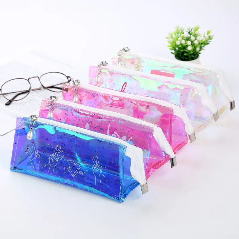 1PC Coloffice 2019 Creative New Style Plastic Pencil Bags Transparent