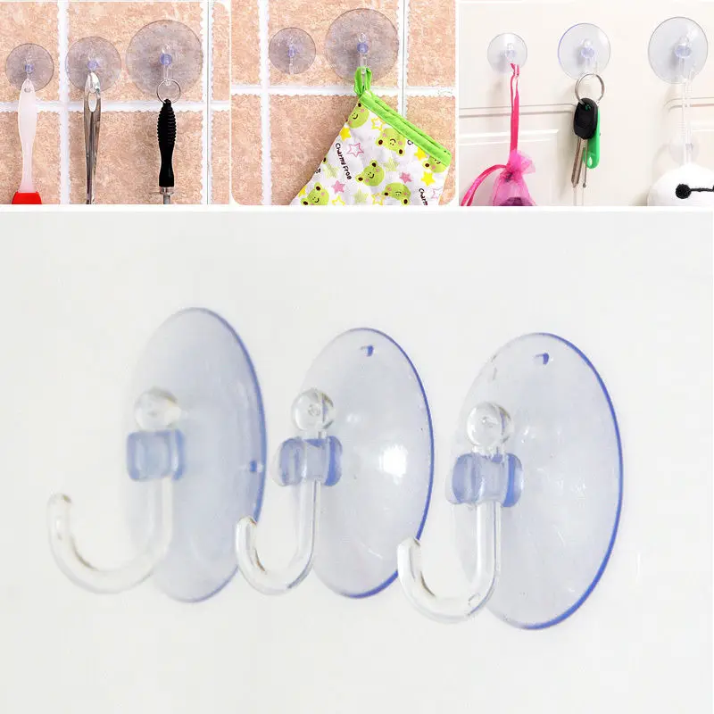 

20Pcs 4cm Multi-Functional Removable Transparent Round Suction Hooks Bathroom Kitchen Wall Strong Suction Cup Hook Vacuum Sucker