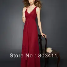 Новейшее великолепное шифоновое платье подружки невесты трапециевидной формы с v-образным вырезом